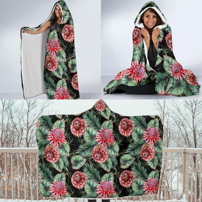 Dahlia Pattern Print Design DH06 Hooded Blanket-JORJUNE.COM