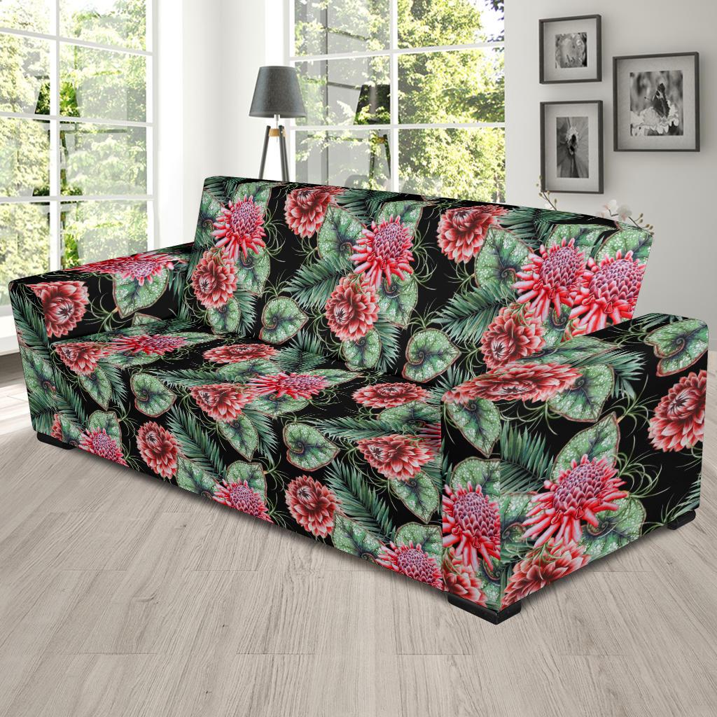 Dahlia Pattern Print Design DH06 Sofa Slipcover-JORJUNE.COM