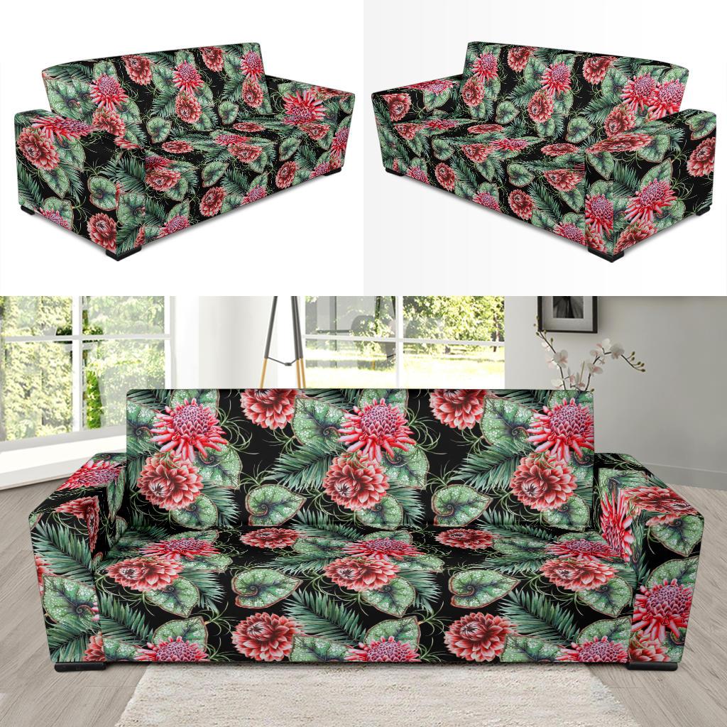 Dahlia Pattern Print Design DH06 Sofa Slipcover-JORJUNE.COM