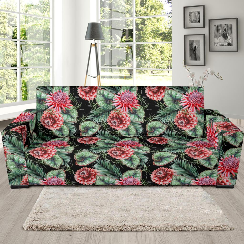 Dahlia Pattern Print Design DH06 Sofa Slipcover-JORJUNE.COM
