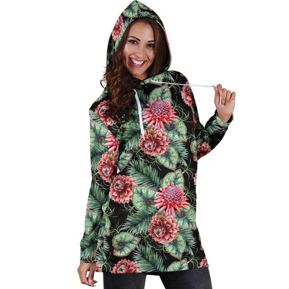 Dahlia Pattern Print Design DH06 Women Hoodie Dress