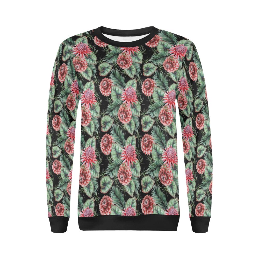 Dahlia Pattern Print Design DH06 Women Long Sleeve Sweatshirt-JorJune