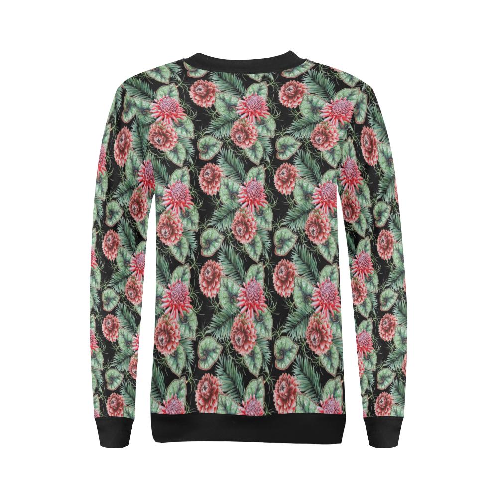 Dahlia Pattern Print Design DH06 Women Long Sleeve Sweatshirt-JorJune