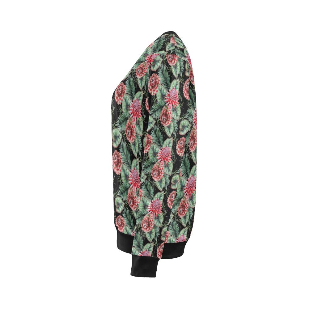 Dahlia Pattern Print Design DH06 Women Long Sleeve Sweatshirt-JorJune