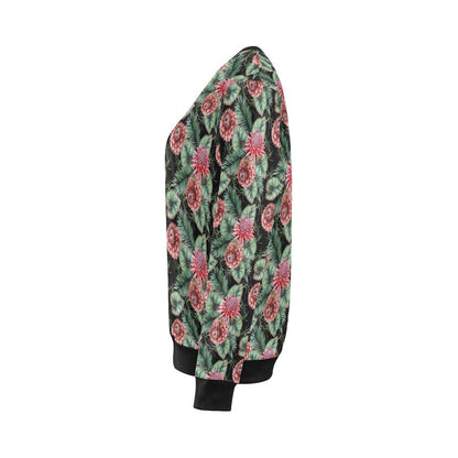 Dahlia Pattern Print Design DH06 Women Long Sleeve Sweatshirt-JorJune