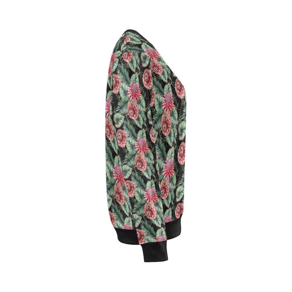 Dahlia Pattern Print Design DH06 Women Long Sleeve Sweatshirt-JorJune
