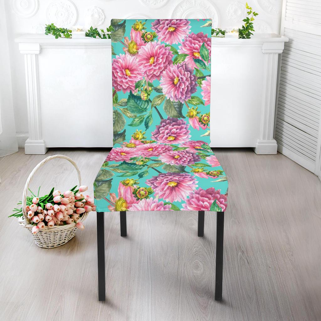Dahlia Pattern Print Design DH07 Dining Chair Slipcover-JORJUNE.COM