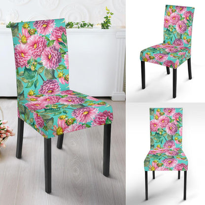 Dahlia Pattern Print Design DH07 Dining Chair Slipcover-JORJUNE.COM