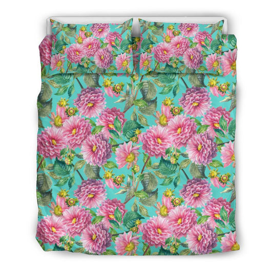 Dahlia Pattern Print Design DH07 Duvet Cover Bedding Set-JORJUNE.COM