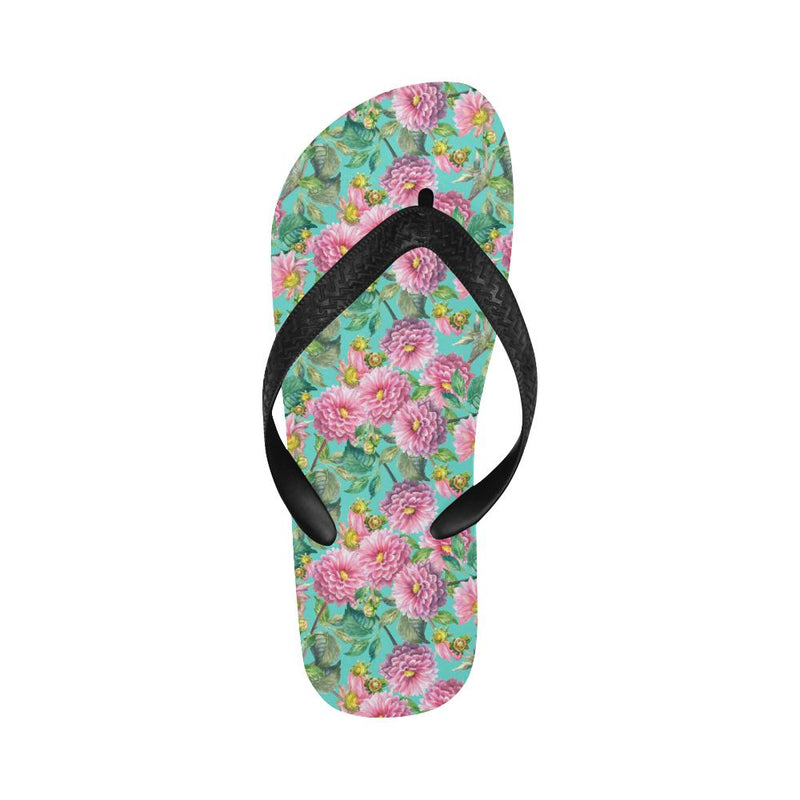 Dahlia Pattern Print Design DH07 Flip Flops-JorJune