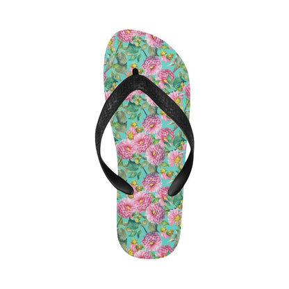 Dahlia Pattern Print Design DH07 Flip Flops-JorJune