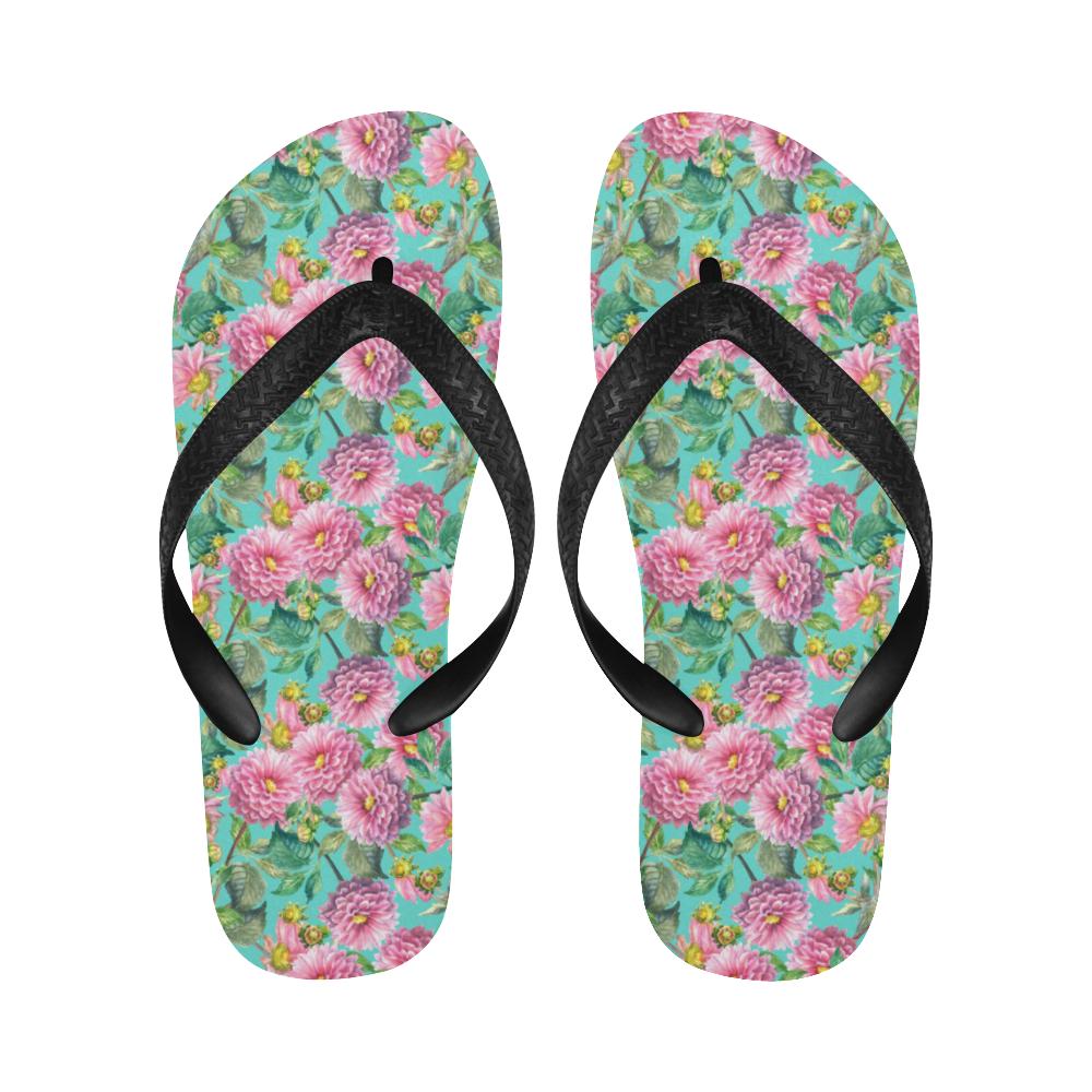 Dahlia Pattern Print Design DH07 Flip Flops-JorJune