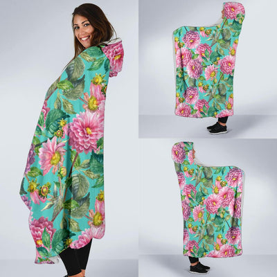 Dahlia Pattern Print Design DH07 Hooded Blanket-JORJUNE.COM