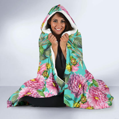 Dahlia Pattern Print Design DH07 Hooded Blanket-JORJUNE.COM