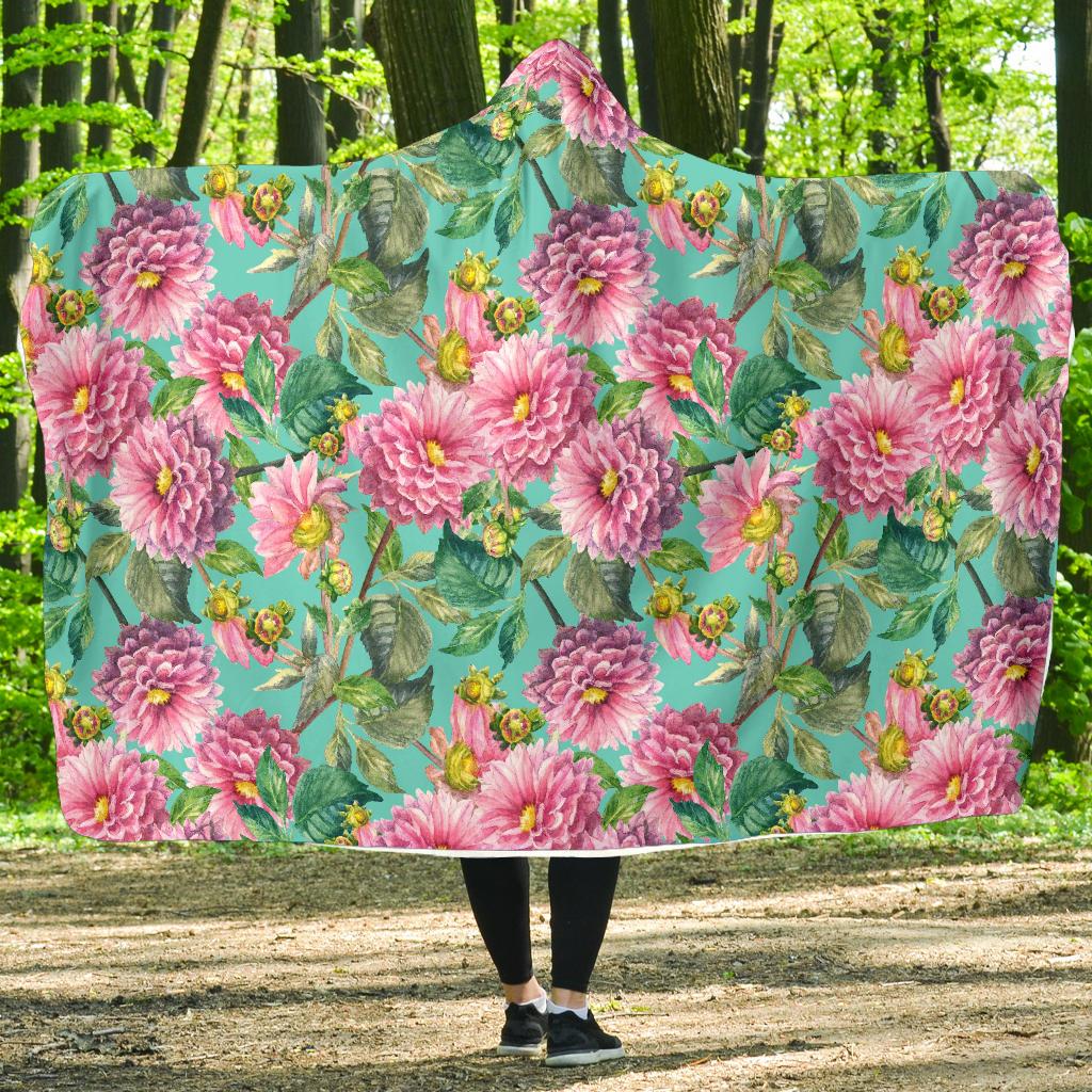 Dahlia Pattern Print Design DH07 Hooded Blanket-JORJUNE.COM