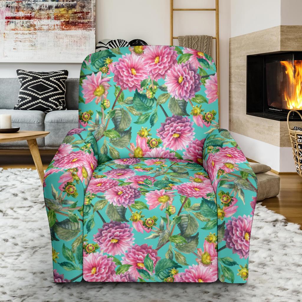 Dahlia Pattern Print Design DH07 Recliner Slipcover-JORJUNE.COM