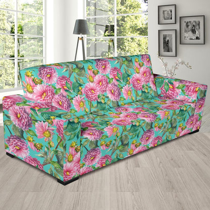 Dahlia Pattern Print Design DH07 Sofa Slipcover-JORJUNE.COM