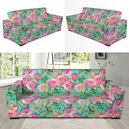 Dahlia Pattern Print Design DH07 Sofa Slipcover-JORJUNE.COM