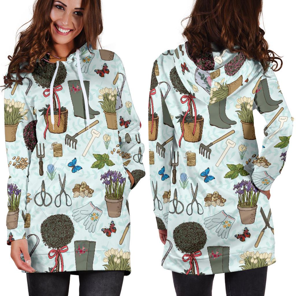 Dahlia Pattern Print Design DH07 Women Hoodie Dress
