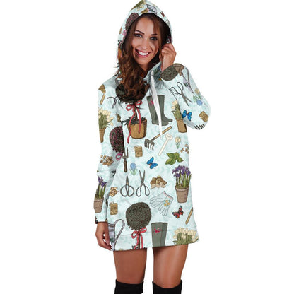Dahlia Pattern Print Design DH07 Women Hoodie Dress