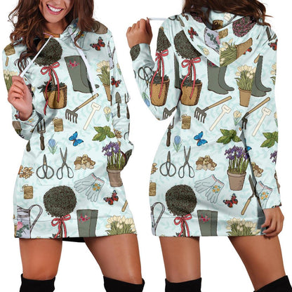 Dahlia Pattern Print Design DH07 Women Hoodie Dress