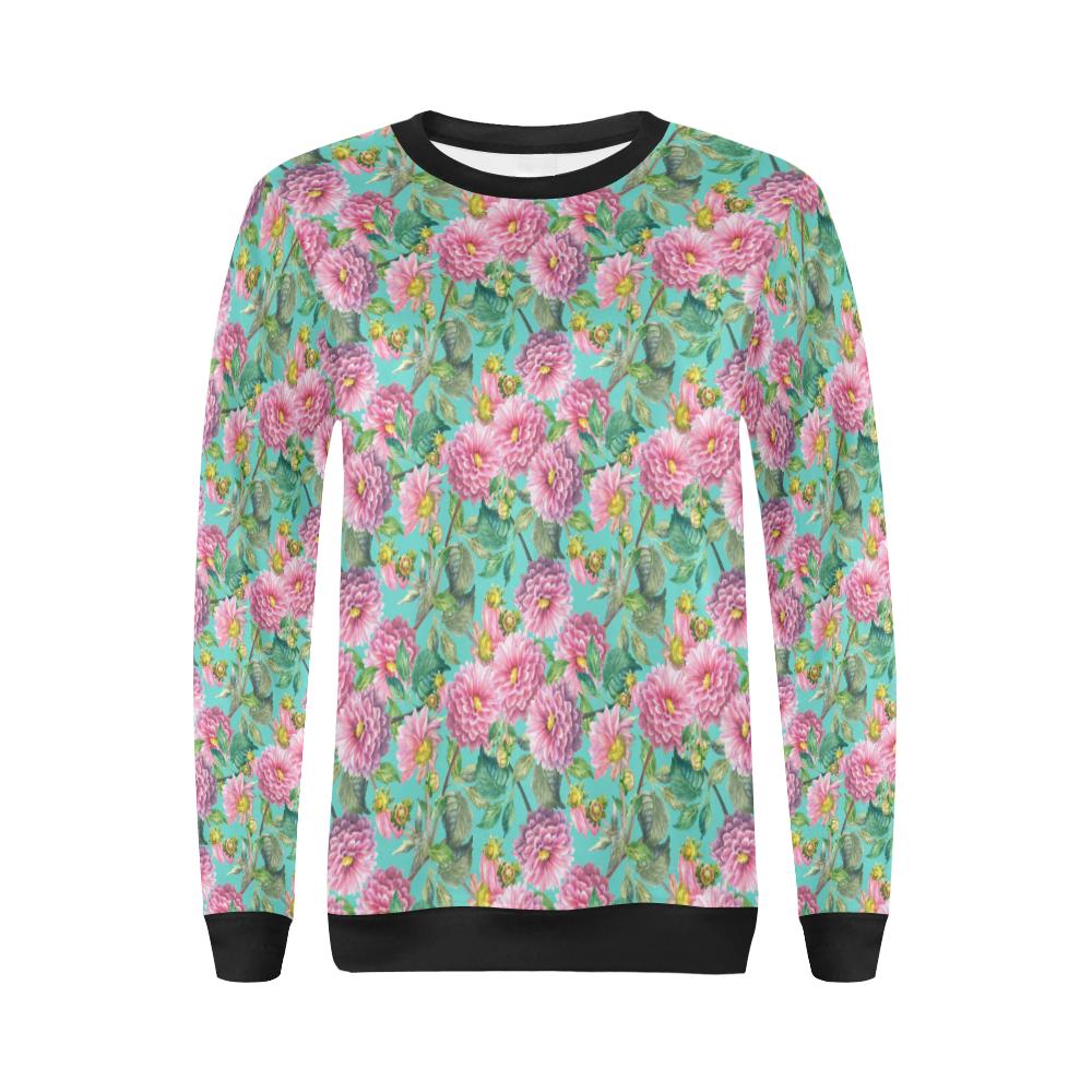 Dahlia Pattern Print Design DH07 Women Long Sleeve Sweatshirt-JorJune
