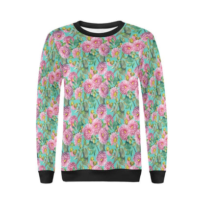 Dahlia Pattern Print Design DH07 Women Long Sleeve Sweatshirt-JorJune