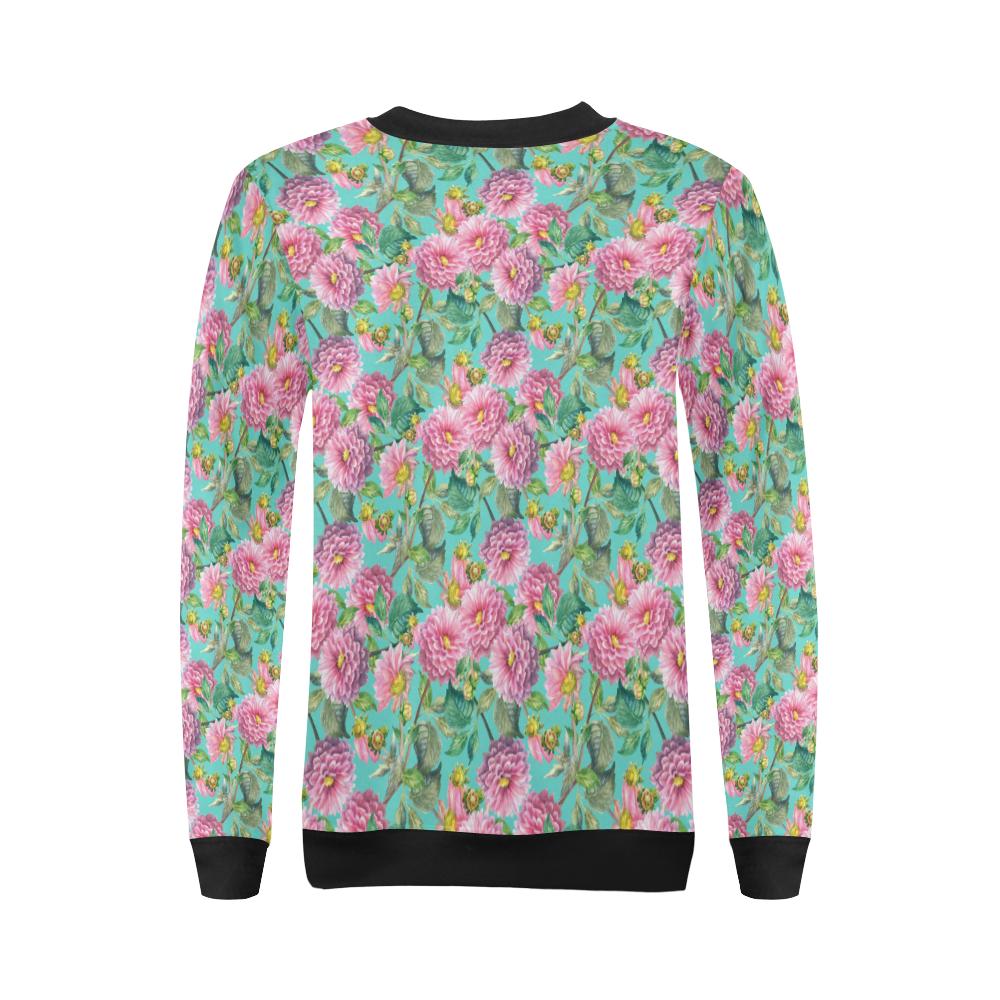 Dahlia Pattern Print Design DH07 Women Long Sleeve Sweatshirt-JorJune
