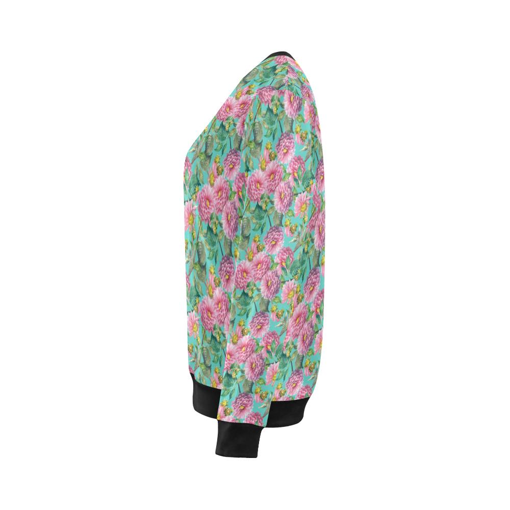 Dahlia Pattern Print Design DH07 Women Long Sleeve Sweatshirt-JorJune
