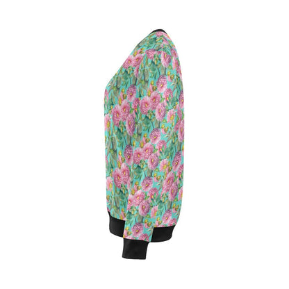 Dahlia Pattern Print Design DH07 Women Long Sleeve Sweatshirt-JorJune