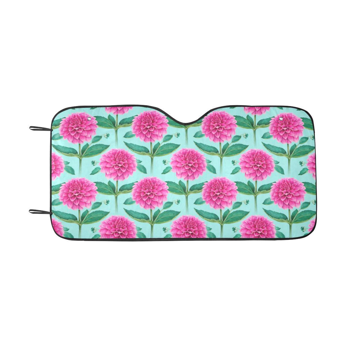 Dahlia Pattern Print Design DH08 Car Sun Shade-JorJune