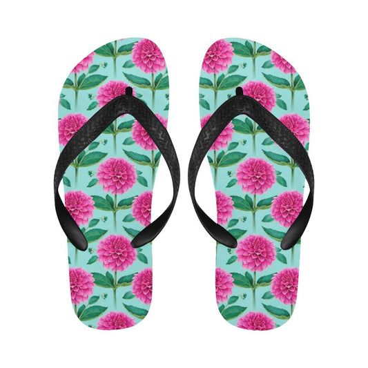 Dahlia Pattern Print Design DH08 Flip Flops-JorJune