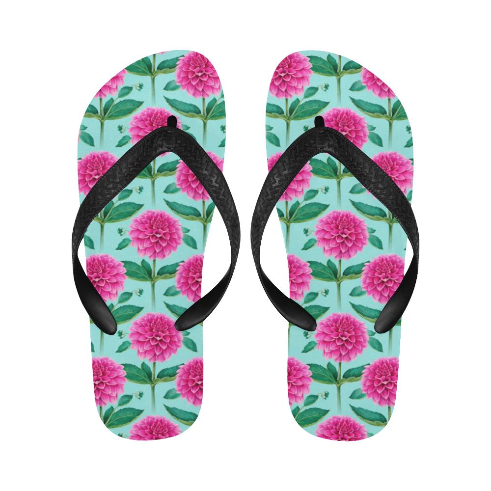 Dahlia Pattern Print Design DH08 Flip Flops-JorJune