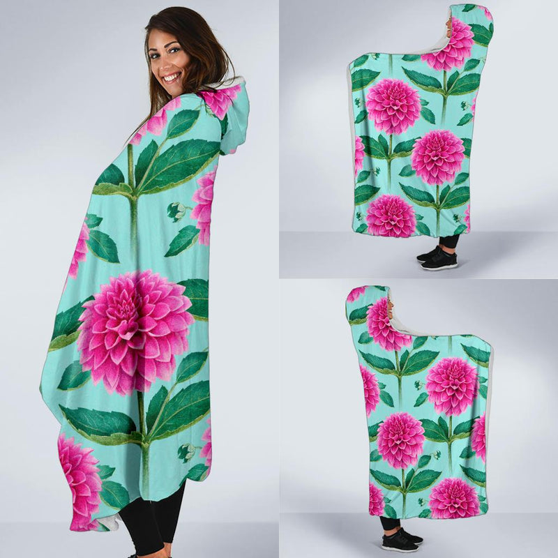 Dahlia Pattern Print Design DH08 Hooded Blanket-JORJUNE.COM