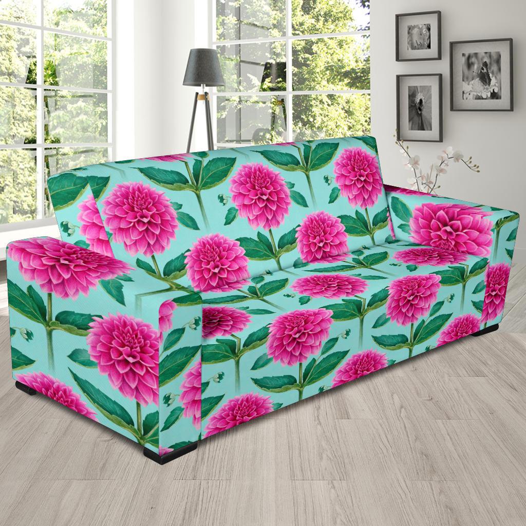 Dahlia Pattern Print Design DH08 Sofa Slipcover-JORJUNE.COM