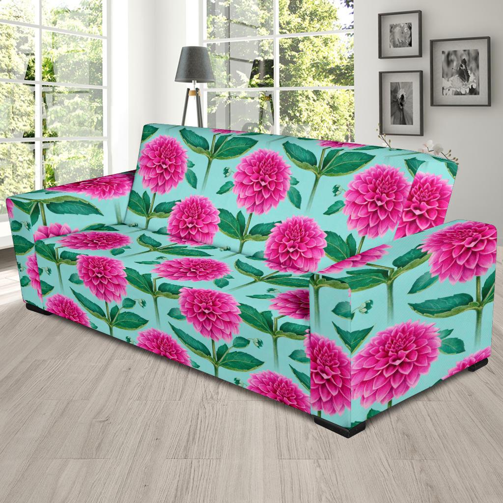 Dahlia Pattern Print Design DH08 Sofa Slipcover-JORJUNE.COM