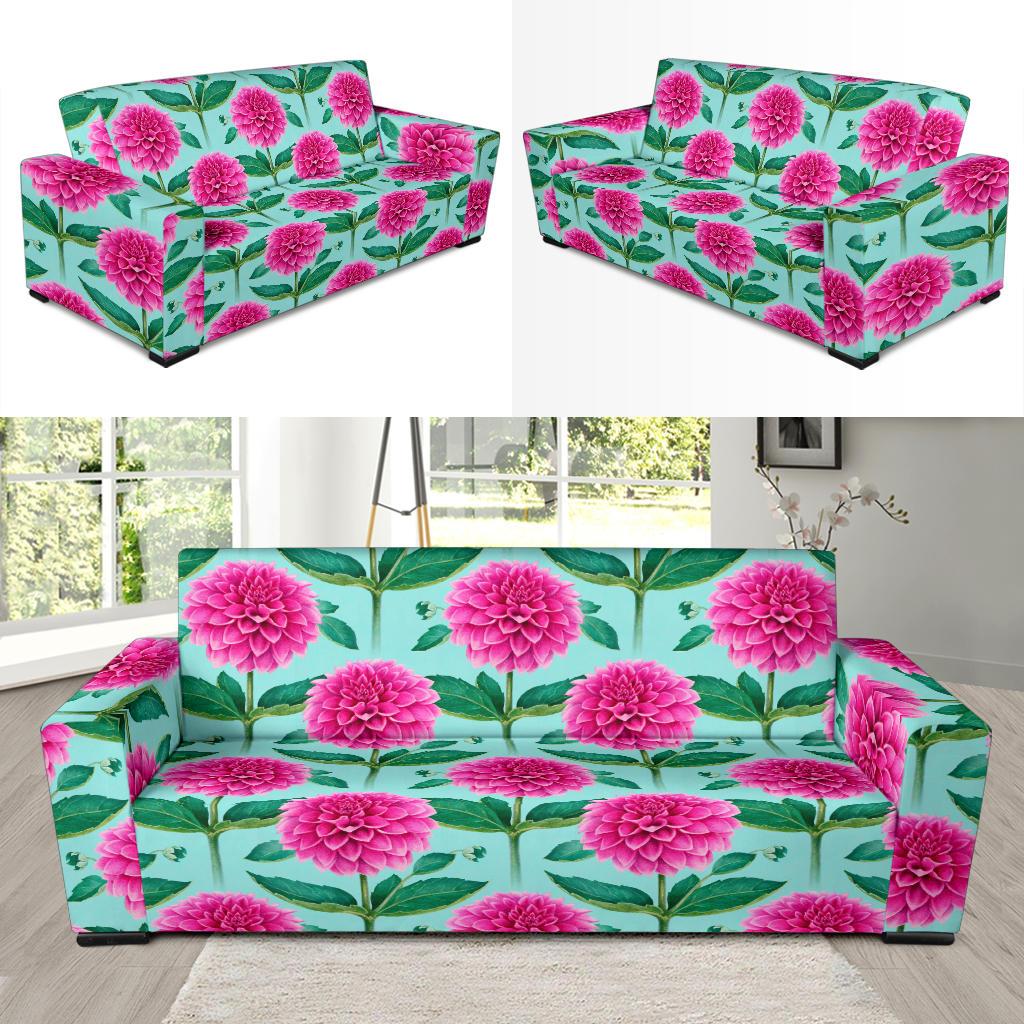 Dahlia Pattern Print Design DH08 Sofa Slipcover-JORJUNE.COM