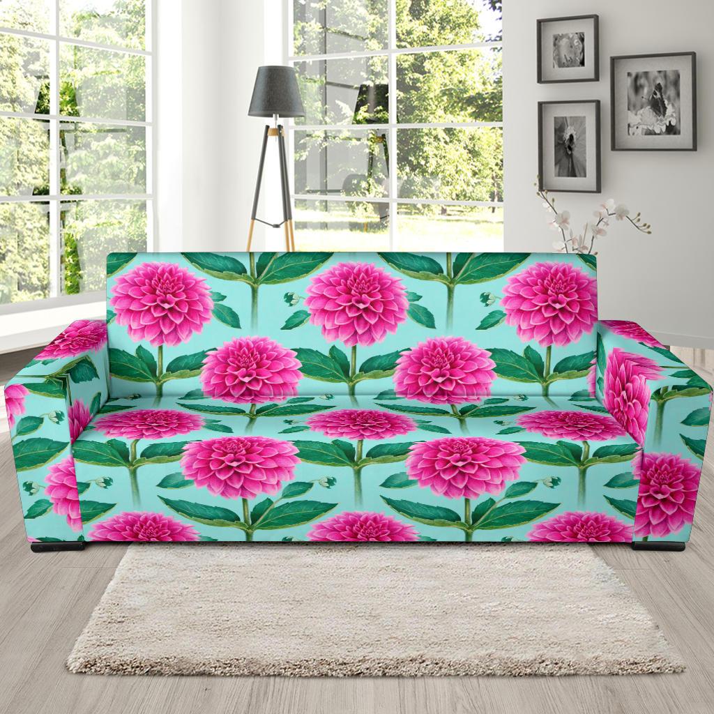 Dahlia Pattern Print Design DH08 Sofa Slipcover-JORJUNE.COM