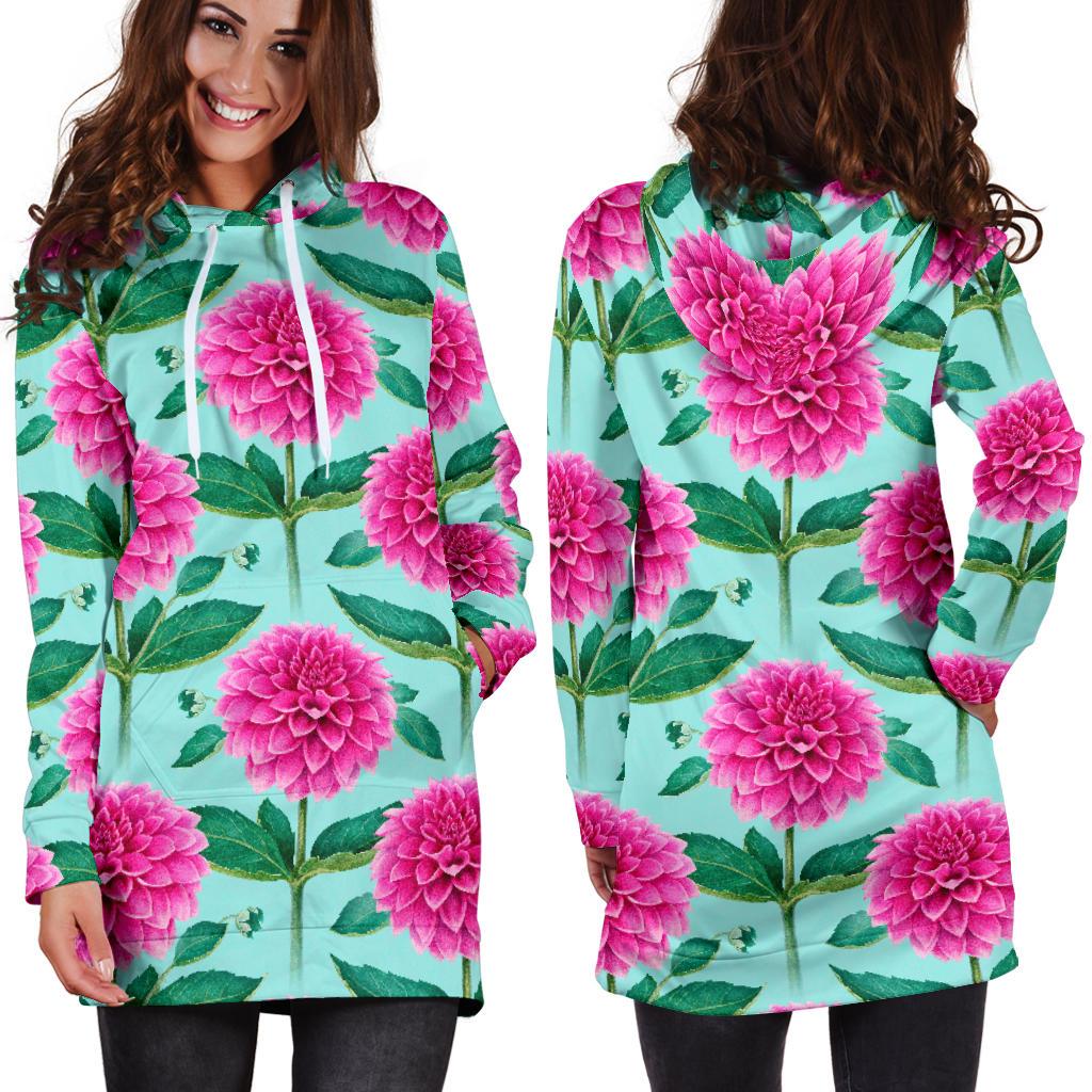 Dahlia Pattern Print Design DH08 Women Hoodie Dress