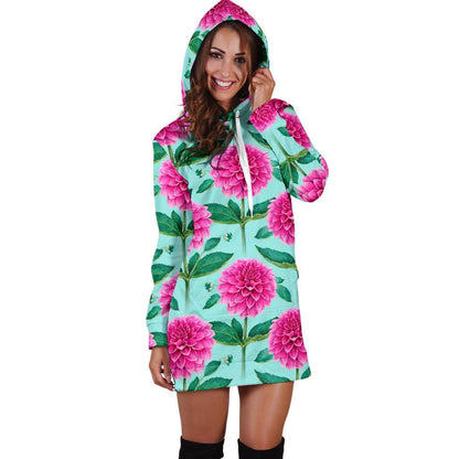 Dahlia Pattern Print Design DH08 Women Hoodie Dress