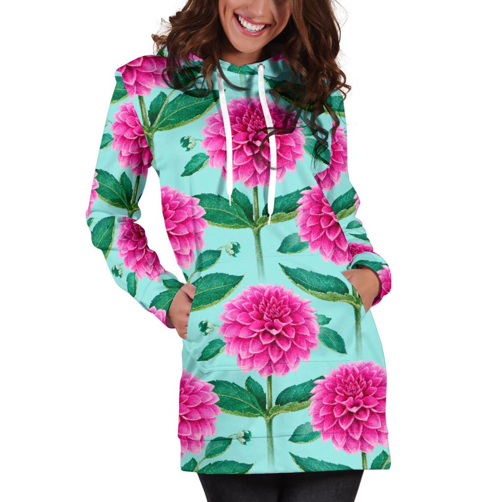 Dahlia Pattern Print Design DH08 Women Hoodie Dress