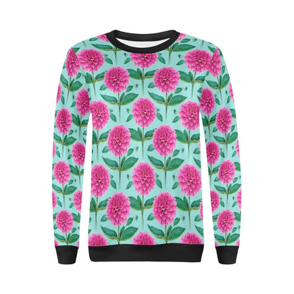 Dahlia Pattern Print Design DH08 Women Long Sleeve Sweatshirt-JorJune