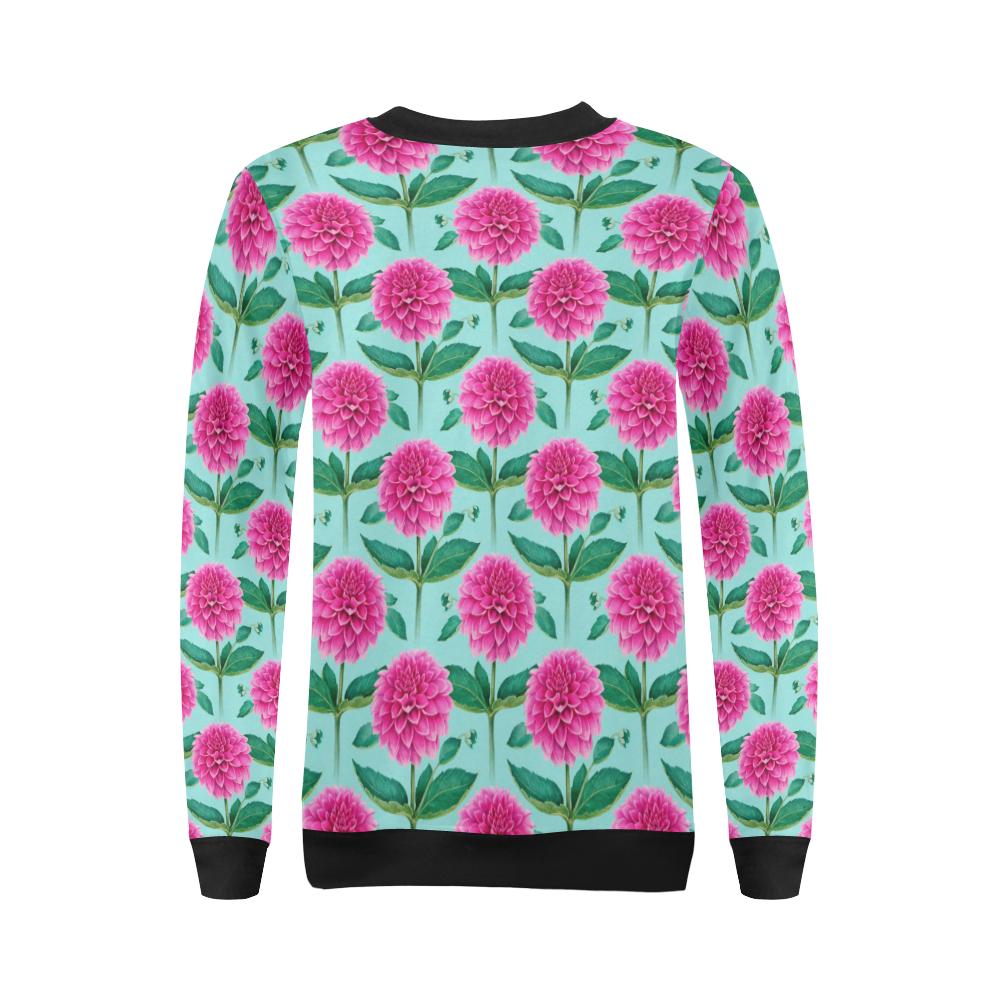 Dahlia Pattern Print Design DH08 Women Long Sleeve Sweatshirt-JorJune