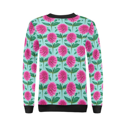 Dahlia Pattern Print Design DH08 Women Long Sleeve Sweatshirt-JorJune