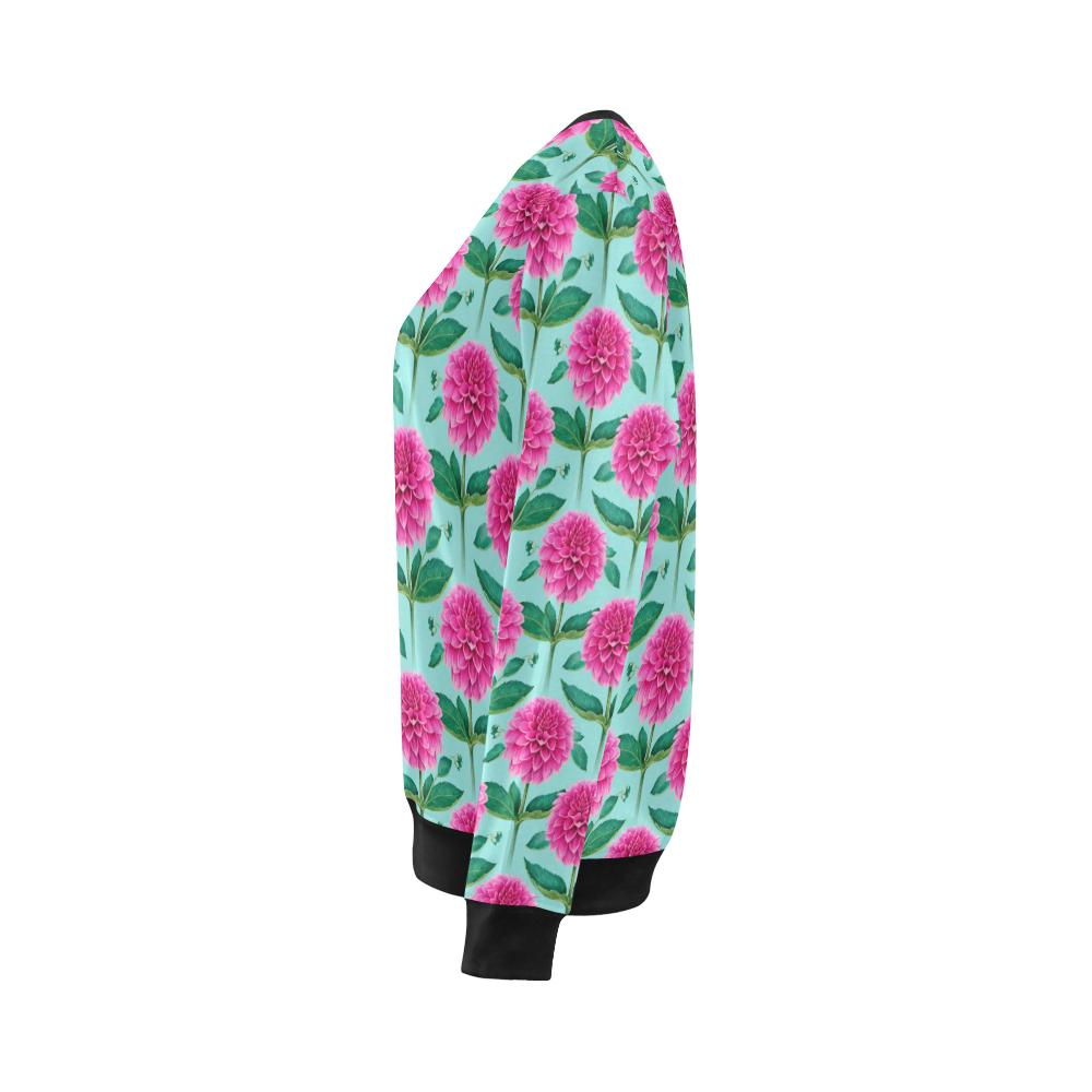 Dahlia Pattern Print Design DH08 Women Long Sleeve Sweatshirt-JorJune