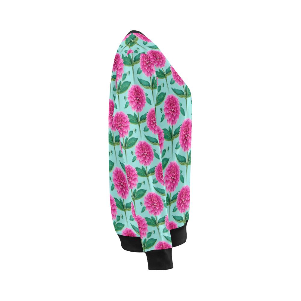 Dahlia Pattern Print Design DH08 Women Long Sleeve Sweatshirt-JorJune