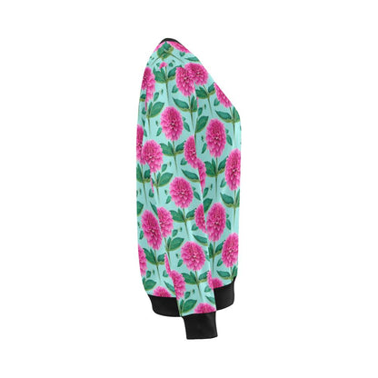 Dahlia Pattern Print Design DH08 Women Long Sleeve Sweatshirt-JorJune