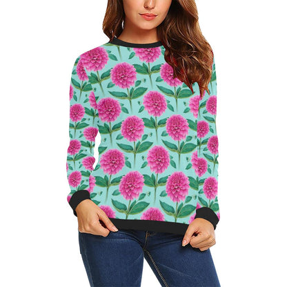 Dahlia Pattern Print Design DH08 Women Long Sleeve Sweatshirt-JorJune