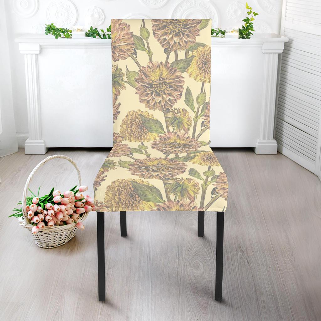 Dahlia Pattern Print Design DH09 Dining Chair Slipcover-JORJUNE.COM