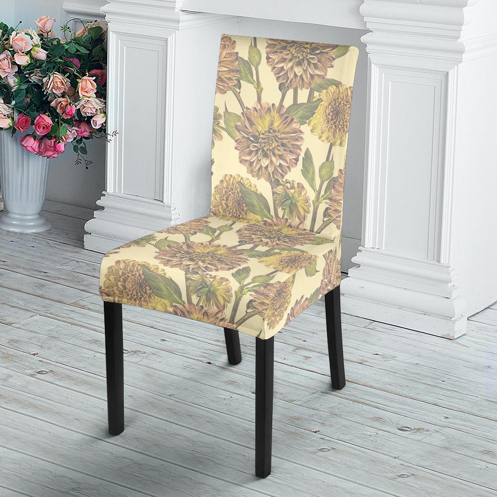 Dahlia Pattern Print Design DH09 Dining Chair Slipcover-JORJUNE.COM